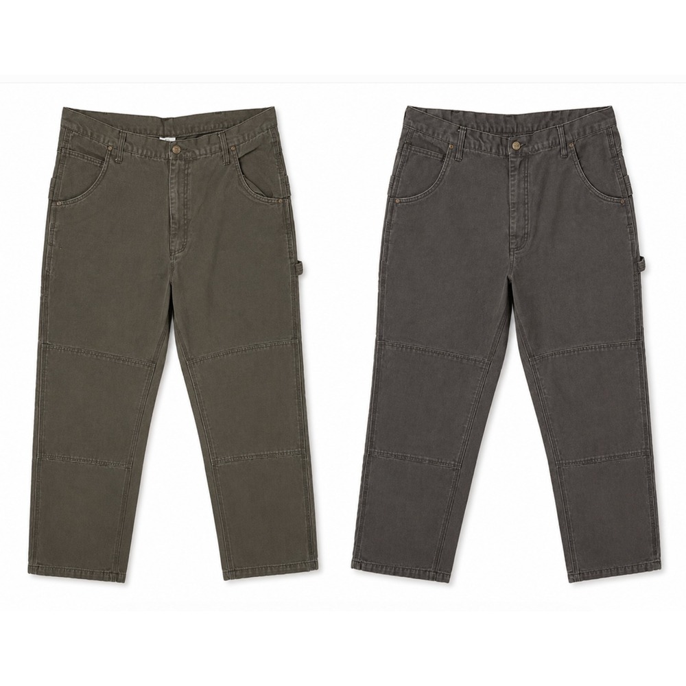 2 Key Carpenter Work Pants Men 38x32 (Fits 36x32) Bark Duck Canvas Double Knee